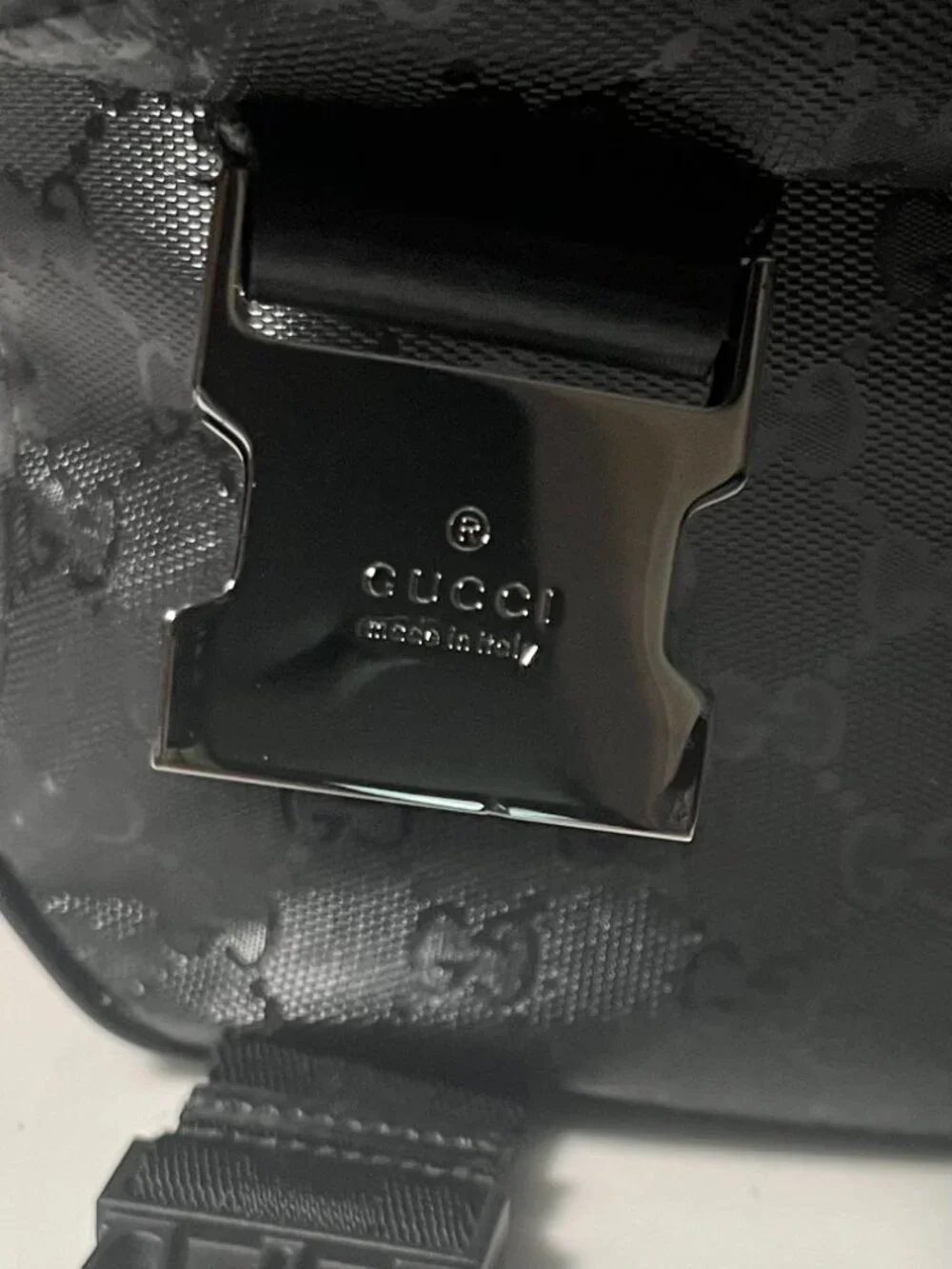 Gucci GG Imprime Monogram Double Buckle Flap Messenger Bag